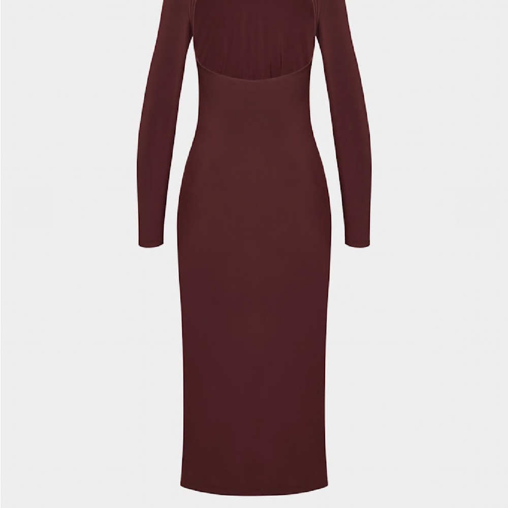 Aritzia Long Sleeve Dress in Deep Burgundy - Picture 2 of 5